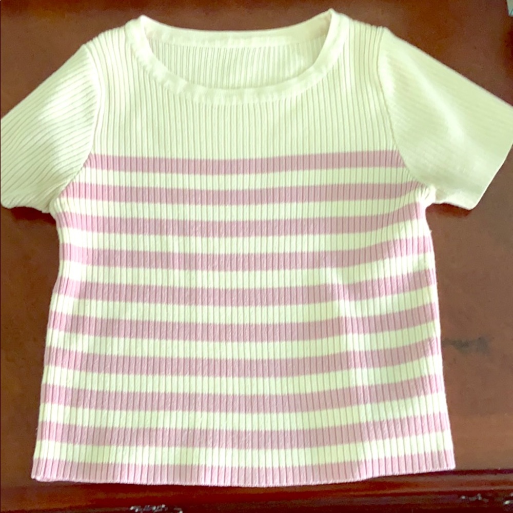 A purple striped crop top